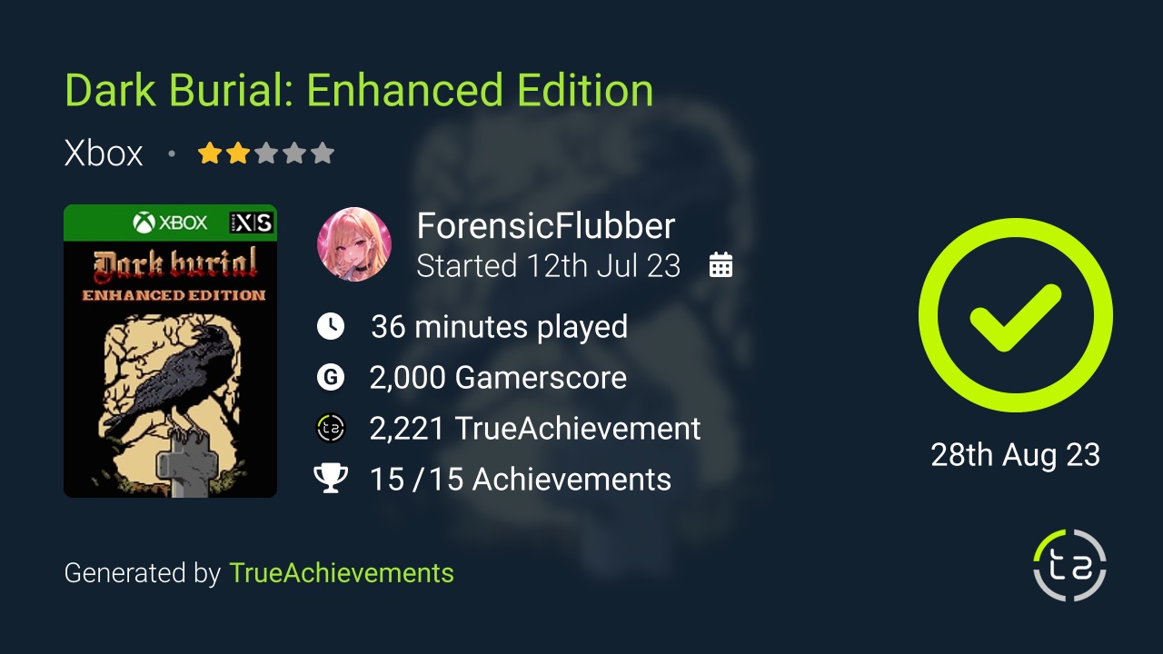 Dark Burial Enhanced Edition achievement summary